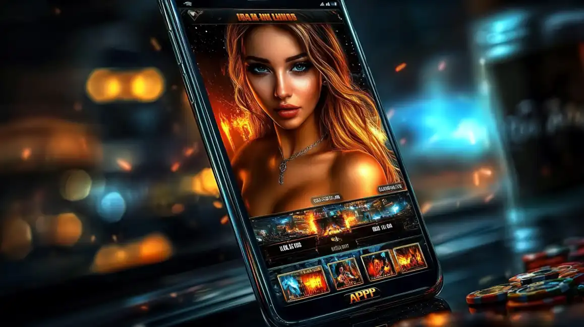 A close-up shot of a smartphone lying on a table, displaying the sleek and modern user interface of the kkbd online casino application, ready for gaming.